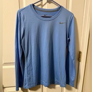 Nike Dri-FIT Light Blue Women’s Long Sleeve Running Shirt Training Athletic